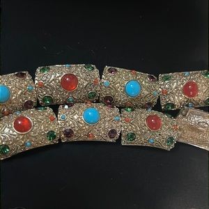 R.J. Graziano Stretch GoldTone Cabachon Bracelets. 2 broken, 2 stretched out.